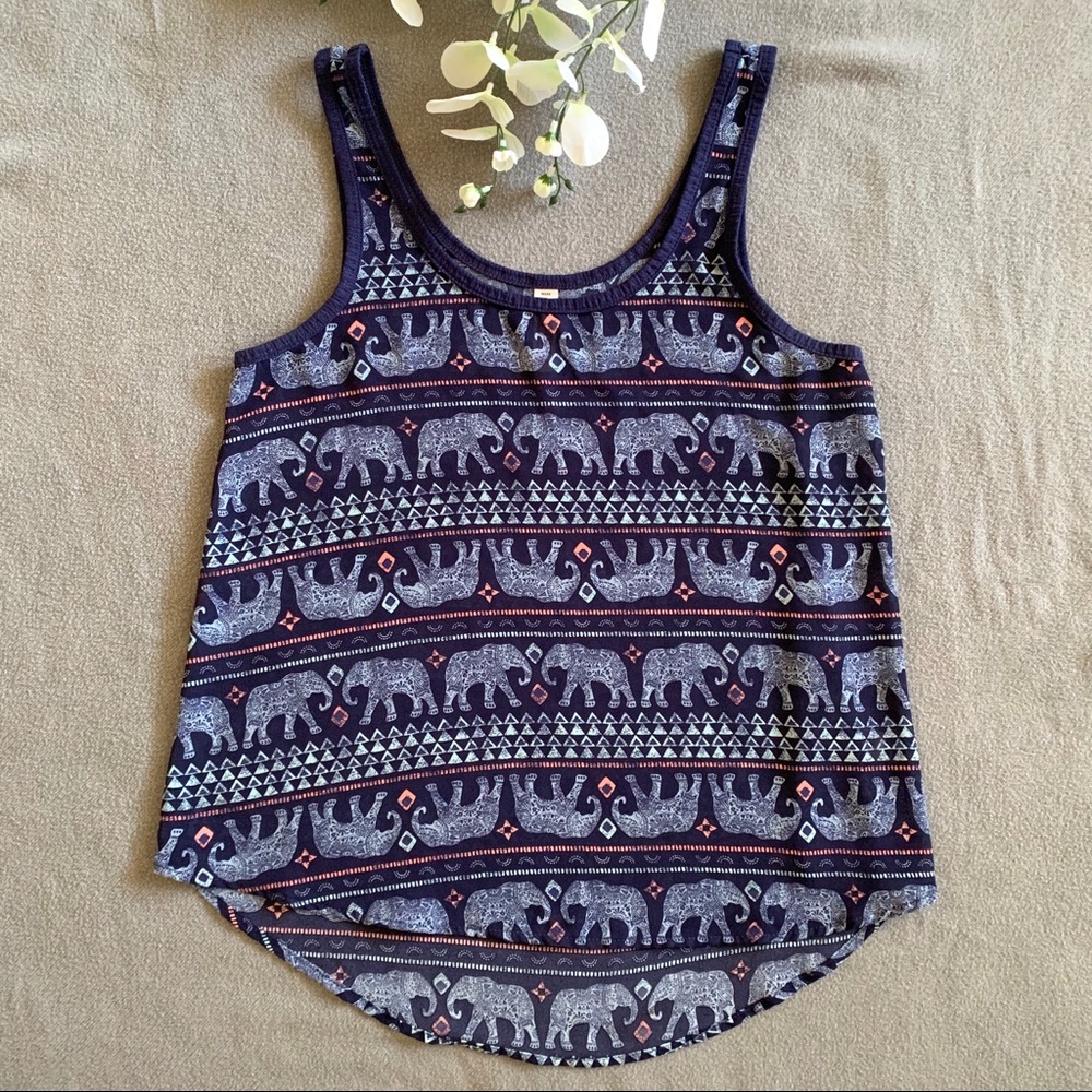 Mudd Sheer Silky Elephant Print Top Size XS